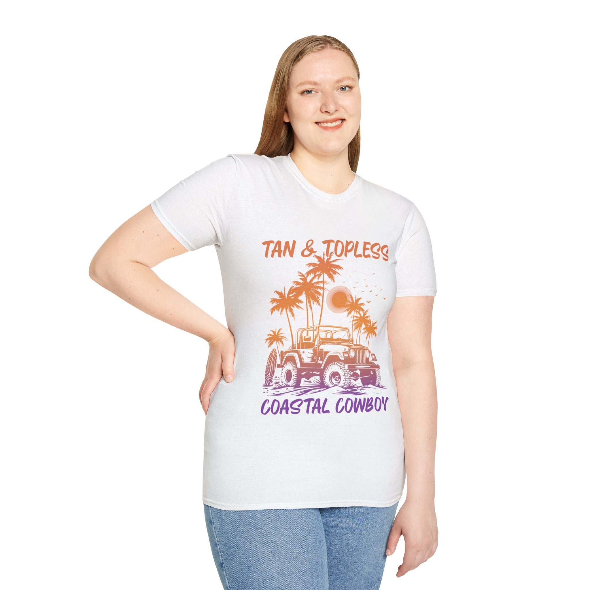 Tan & Topless Jeep Unisex Softstyle T-Shirt